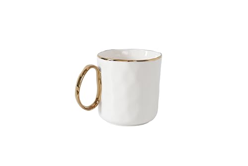 Mug Portofino de porcelana blanca y dorada 5x3.5x3.75 pulg miniatura 1