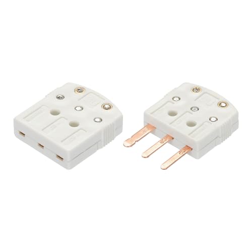 Generic U Type Thermocouple Wire Connectors Female Male Plug with 3 Prong Flat Pin 1 Set