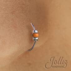 Silver nose piercing with a small 2mm bead - Image 2