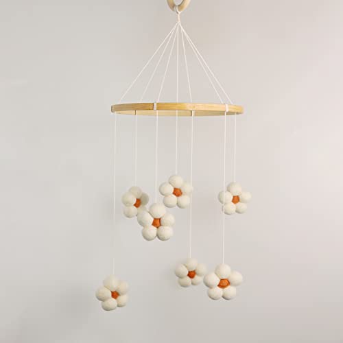 Image of Baby Mobile for Crib - Felt Flower Mobile - Flower Baby Mobile - Boho Crib Mobile - Boho Nursery Decor - Crib Mobile for Girls, Boys - Mobile for Bassinet, Pack N Play - Flower