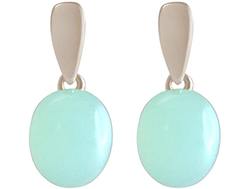 Preisvergleich Produktbild Gemshine Damenohrringe 925 Silber, vergoldet oder rose mit meeresgrünen Chalcedon Edelstein Ohrhänger - Nachhaltiger qualitätsvoller Schmuck Made in Spain, Metall Farbe:Silber