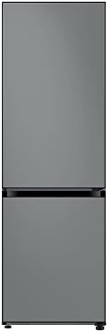 SAMSUNG 12.0 Cu Ft BESPOKE Compact Refrigerator w/ Bottom Freezer, Flexible Slim Design for Small Spaces, Even Cooling, Reversible Door, LED Lighting, Energy Star Certified, RB12A300631/AA, Gray Glass