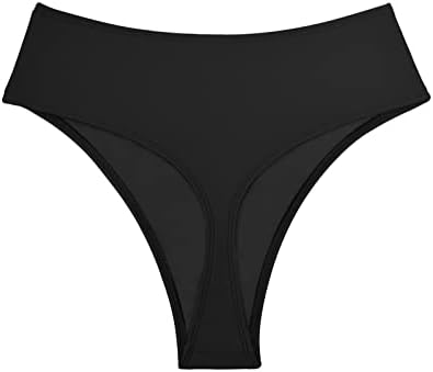 Kepblom Women's Thong Rave Bottoms High Waisted Bikini Bottom High Cut Panties for Dance Festival, Black, S