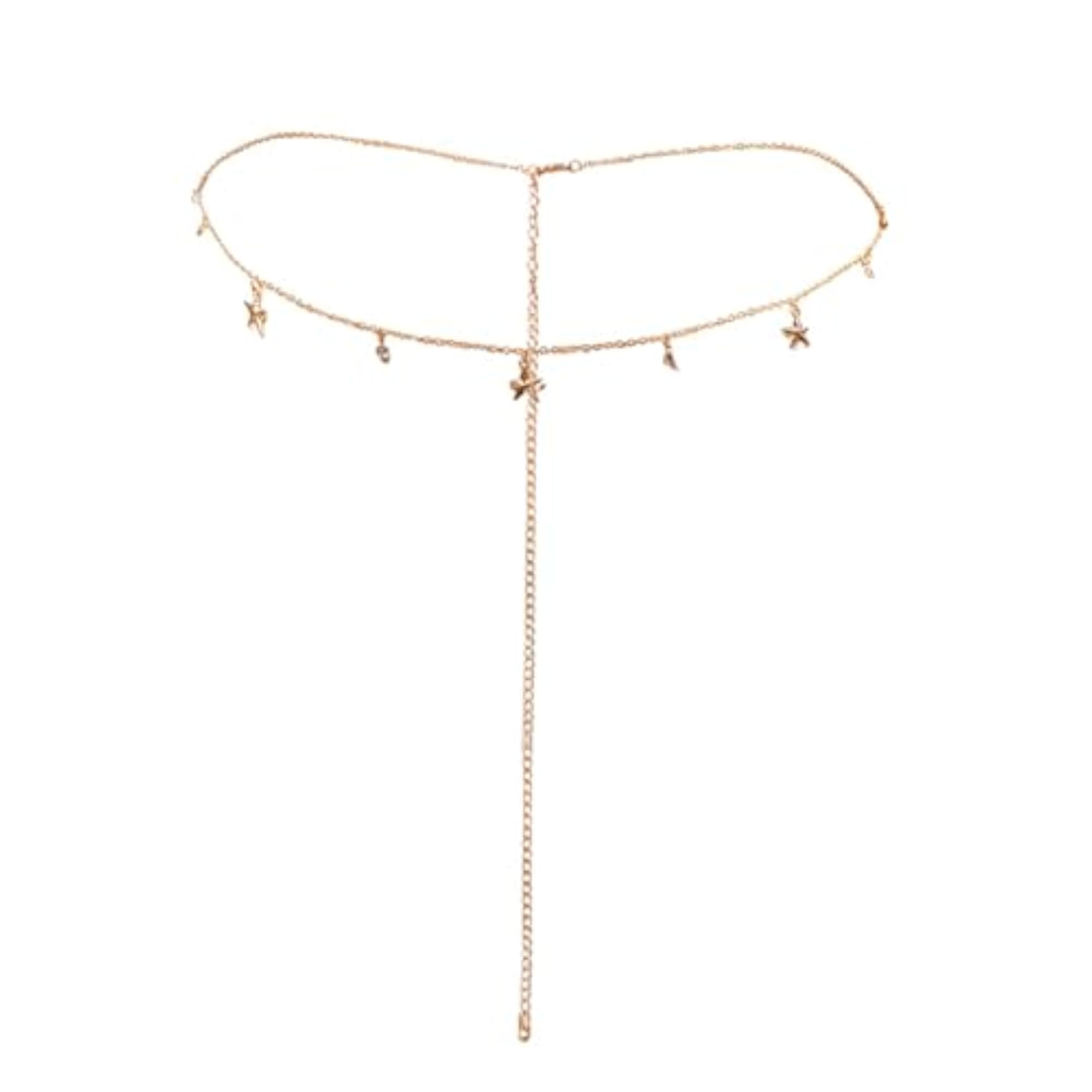 Women's Lightweight Multi Layer Body Chain, Gold Fashion Jewelry