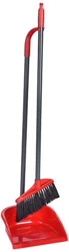 Vileda Long Handle Dustpan & Broom Set 80 cm Ergonomic Dustpan Rubber Lip Comfortable Sweeping Without Bending Ideal for Kitchen Hallway & Balcony Broom and Dustpan Set