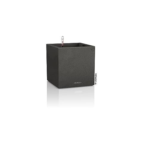 Lechuza 13702 Canto Color 30 Square Self-Watering Garden Planter, Graphite Black Cover