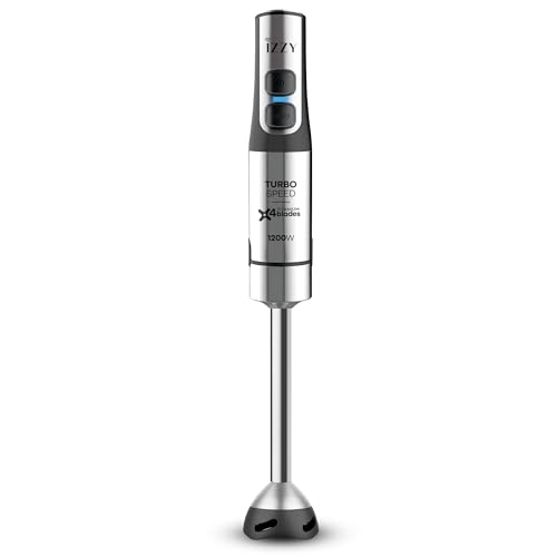 Benrubi Batidora de mano Ultra Speed IZ-1702, 1200 W, barra XL de acero inoxidable con base suave antiarañazos, 5 velocidades + turbo, 4 cuchillas japonesas de titanio, mango ergonómico y cable en