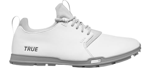 TRUE Linkswear Men's Original 1.2 Waterproof Golf Shoes – Premium Leather, All-Weather Performance, Player White - 9