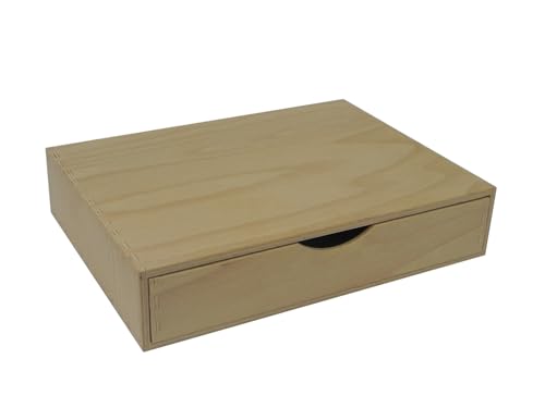 Tiroir simple en bois brut large et personnalisable format A4