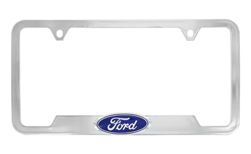 Ford Blue 3D Logo Emblem Chrome Plated Plastic License Plate Frame