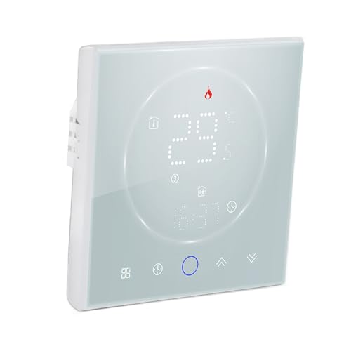 Hyuduo Termostato Inteligente PC ABS Termostato Programable AC95 a 240 V Pantalla LED Control de Calentamiento de Agua de 41 a 95 F para la Habitación del Hogar Oficina con Diseño Empotrado de 13 Mm