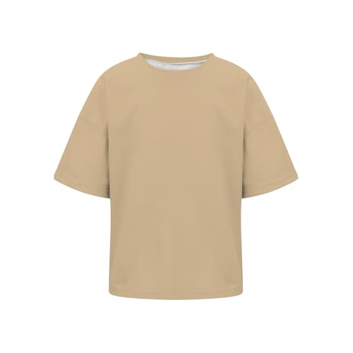Girls Boys Basic Solid Oversized T Shirts Kids Half Sleeve Crewneck Soft Sports Tees Teens Summer Trendy Casual Baggy Tops2