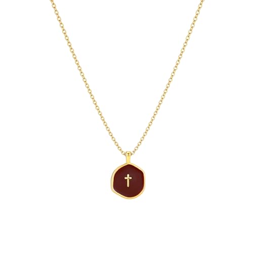 Tewiky Graduation Gift for Her Cross Necklace for Women-Dainty Simple 14k Gold Plated Cross Pendant Cute Necklaces for Women Jewelry