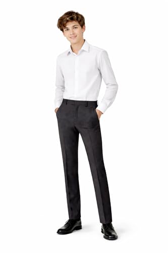 Pantalones escolares para niños con cintura ajustable de medio elástico L S U