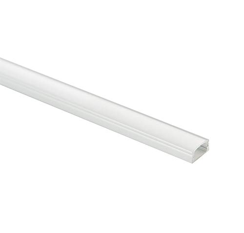 Slim Surface Aluminium LED Profile with Frosted Diffuser - Slim Surface Mounted Channel Extrusion with White Cover for LED Tape Or Strip - Suitable for Under Cabinet, Shelf, Table | 2 Meters
