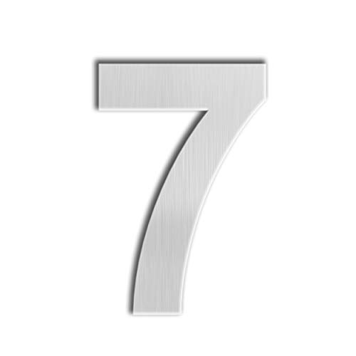 QT Modern House Number - SMALL 4 Inch - Brushed Stainless Steel (Number 7 Seven), Floating Appearance, Easy to install and made of solid 304