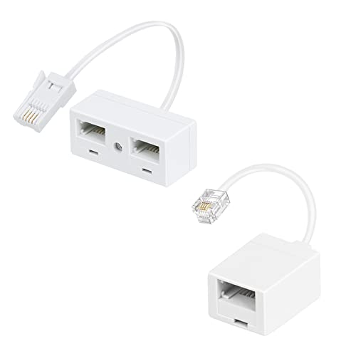 Divisor telefónico bidireccional y kit adaptador de teléfono RJ11 a BT, cable divisor Uvital macho a 2 hembra, y convertidor estándar RJ11 a enchufe BT Cover