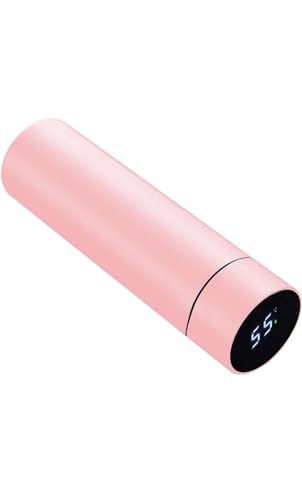 Termo isotérmico de acero inoxidable 500 ml, botella isotérmica al vacío con pantalla de temperatura inteligente LED (rosa)
