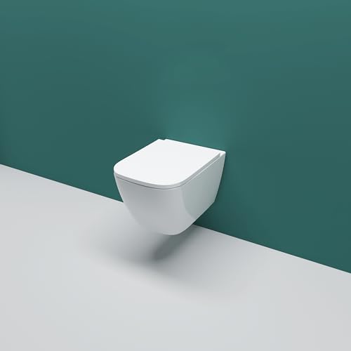 AICA Wand WC spülrandlos Hänge WC mit Lotus Effekt Soft Close Toilette Einfach Abzunehmender Sitz Weiß Square Modernität丨345 – Bild 3