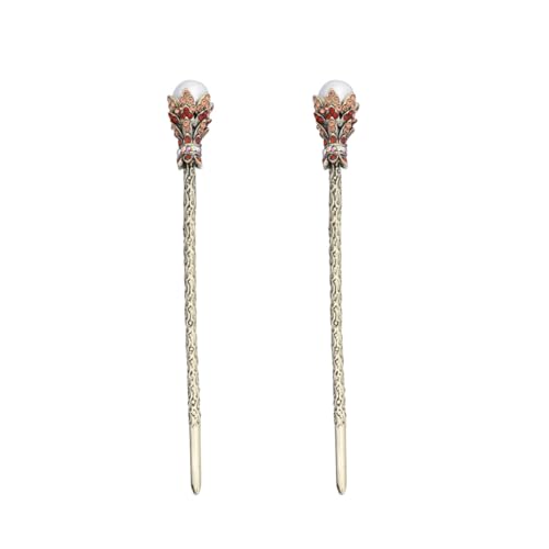 NOLITOY Pearl and Rhinestone Hairpins Vintage Bridal Hair Chopsticks Women Hair Accessories for Parties and Celebrations Rhinestone Hairpins Vintage Headdress, 2 PCS