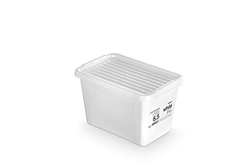 Orplast Aufbewahrungsbehälter, Aufbewahrungsbox mit Deckel und Klickverschluss, Lagerbox, Box, Behälter, Kiste, Plastikbox, Ordnungssystem, weiß, 1,15-30L (6,5l) Cover