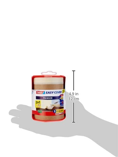 tesa Easy Cover Premium Painters Masking Paper - Refillable, Quick and Large-Area Protection with Masking Tape, 82 ft x 7.1 in, Transparent