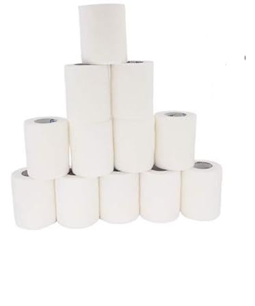 loss 優肌絆 救急用包帯テープ 7.5cm x 4.5m - 軽量・通気性あり 伸縮性包帯 テーピング 傷口保護 感染防止 多用途 (白色, 12巻)