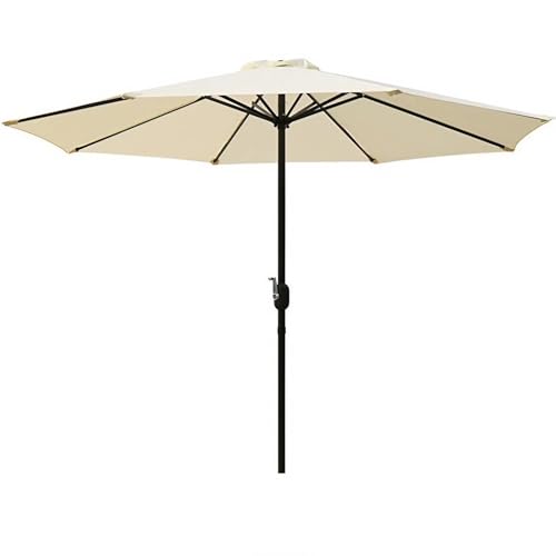 Parasol de jardin 9 pieds avec 8 baleines pour plage piscine et marché extérieur