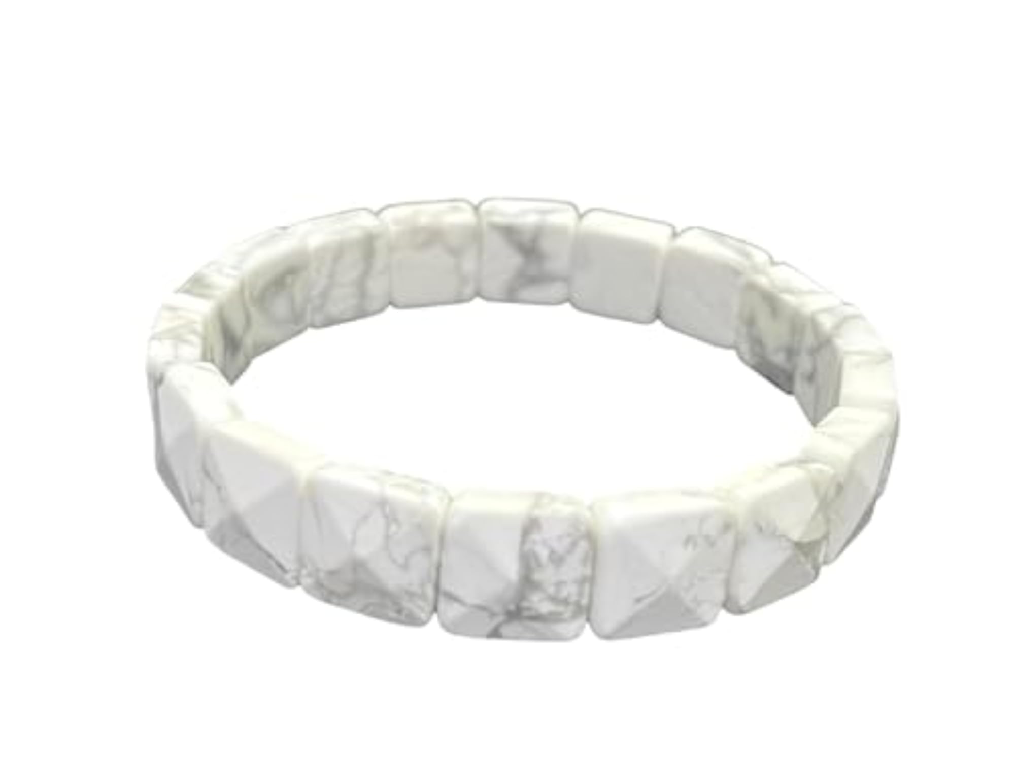Howlite Pyramid Stone Bracelet, Unisex Stretchable