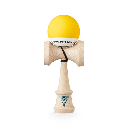 Image of KROM - Kendama Toy POP Yellow - High Wood Quality - Extra Strong - for Beginner and Pro - Gift Pack : Extra String + Stickers