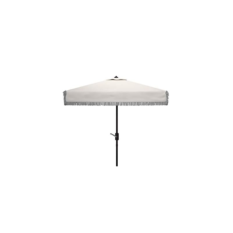 Safavieh PAT8408C Outdoor Milan Fringe White 7'6" Square Crank UV Protected Umbrella - Image 3