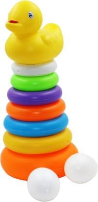 Asian Toddler Duck Stacking 6pcs Ring with 2 Egg Educational Toy for Kids and Babies (Multicolor)