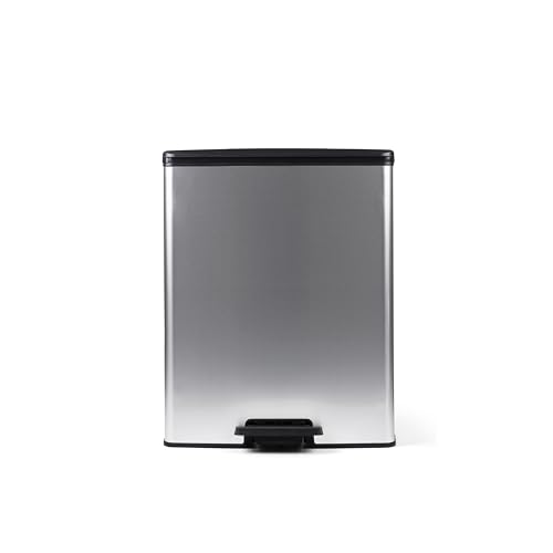 Image of CURVER Duo Decorative Rectangular Bin 26 + 26 Litre Silver 486 x 284 x 615 mm 100 percent Recycled Material