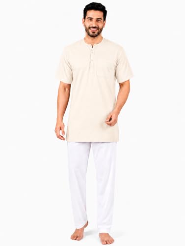 Image of Men's Cotton Halfsleeve Short Kurta for Summer
