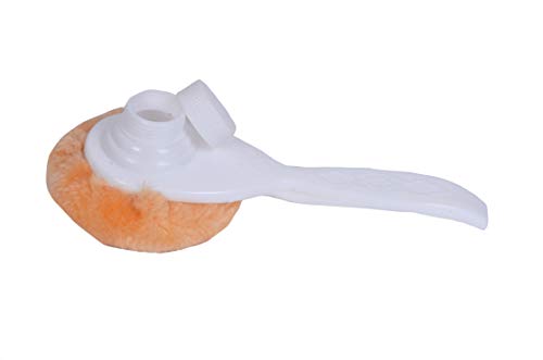 Image of Generic The ChipmunK Store's Makeup Powder Puff Combo with Handle (Peach, White) - Synthetic, Round, 2 Count - Normal Skin - Makeup Blending, Foundation, Concealer