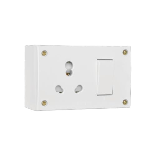 Image of Anchor by Panasonic Penta 6A /16A Combined Unit with Box & 4 Fixing Holes for Heavy Appliances, White Finish (14310-1)