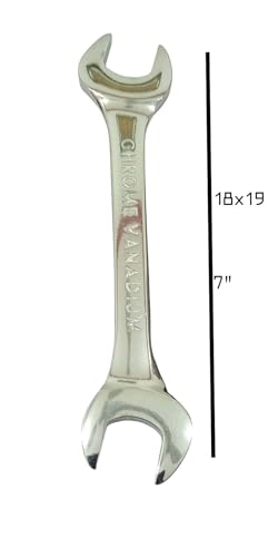 Image of TATA AGRICO D.O.E Double Open End Spanner | Self-Tightening Wrench | Chrome Vanadium Steel, Glossy Finish | 18x19mm | Durable Repairing Tool Accessory for Home & Workshop Repairs | (SMD507, Pack of 1)