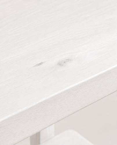 Image of Solid Sheesham Wood Side Table with Storage Shelf, Modern End Table for Living Room & Bedroom, White Finish