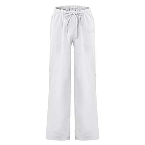 Plus Size Linen Pants Men's Cotton Linen Pants Drawstring Casual Lightweight Loose Beach Yoga Pants with Pockets2