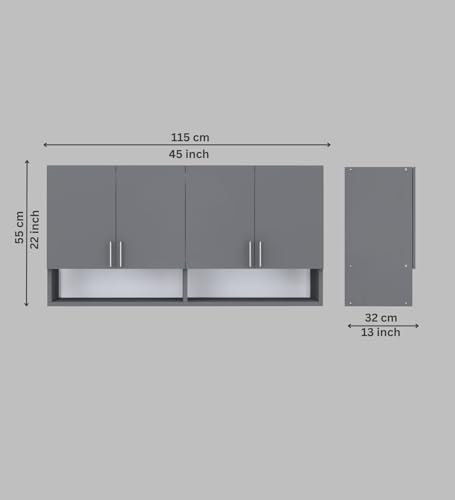 Image of SPECIALITY PANELS 4 Door Modular Wall Mounted Kitchen Cabinet with Organizer Shelf Space Saving Storage Unit Durable Engineered Wood Cupboard for Kitchen Living Room Utility Organizer Furniture