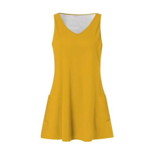 Image of Summer Dresses for Women 2026 Casual V Neck Sleeveless Sundresses Boho Beach Tank Dresses with Pockets