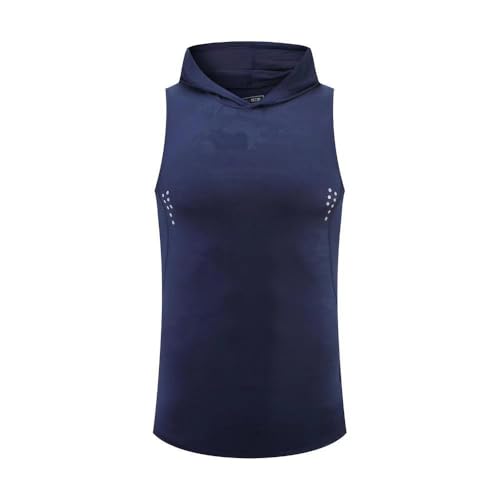 Camiseta de tirantes con capucha transpirable y ligera de fitness para hombre