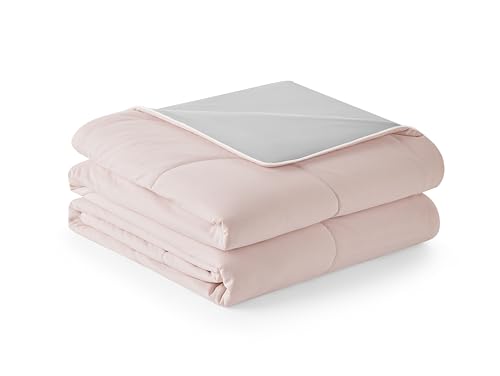Cozy Bliss Cooling Comforter King Size, Cooling Blankets for Hot Sleepers and Night Sweats,Pink Gray Summer Comforter for King Size Bed, Breathable Soft Lightweight Silk Smooth