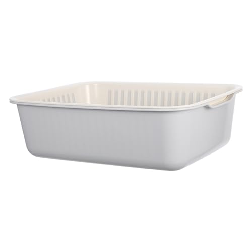 iplusmile Doble Cesta de Drenaje para Cocina Colador Multifunción para Diseño Compacto y Ligero Drenaje Rápido y Color Gris Beige para Pequeños