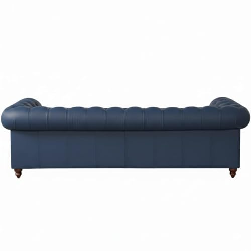 Image of Modern Classic Design Leatherette Luxury Chester Sofa Set with Button Tufted, 3+1+1=5 Seater Sofa for Living Room Home, Office and Lobby (Blue, 3+1+1=5 Seater Sofa)