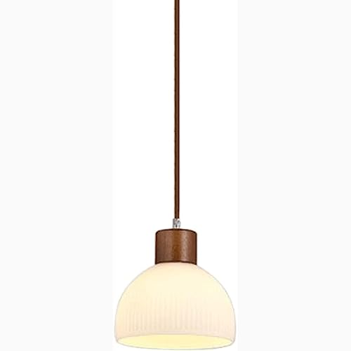 Lampadario moderno in vetro decorativo in legno in stile nordico, personalità Lampada a sospensione in vetro a forma di scodella creativa Paralume, Lampada a sospensione a soffitto con montaggio a