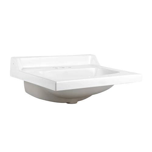 Image of Fine Fixtures Ceramic Bathroom Sink Top with Raised Back - Fits Standard 24 inch Vanity Sink Basin for Small Bathroom Vanity (26 inch x 20 inch), High Gloss Finish, 3 - Hole Faucet Compatible.