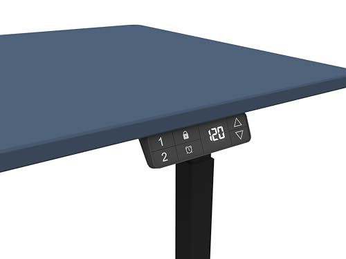 Image of Flexpro Sit-Stand Smart Desk | Navy Blue Finish Tabletop | Electric Height Adjustable Table for Work from Home and Office | Ergonomic Design