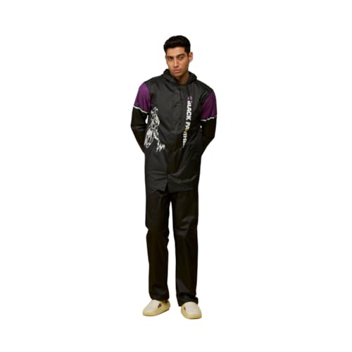 Image of ZEEL Water Fighter Rain Coat for Men with Adjustable Hood, Polyester Waterproof Full Sleeves, Top and Bottom Set Rainwear, Front Zip with Flap, Lightweight Raincoat