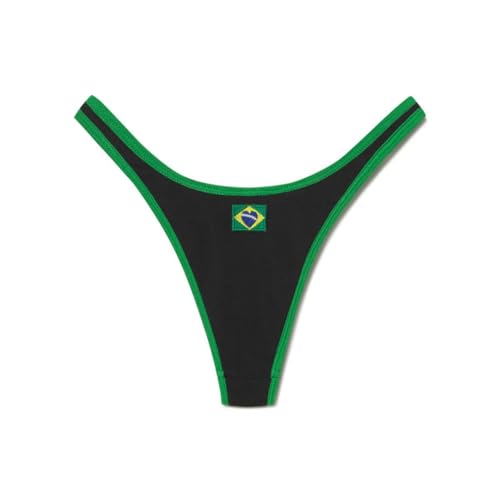 Zanisouta Bandera Bragas Mujer Sexy G-String Fútbol Tangas con Cintura Baja T-Espalda Transpirable Ropa Interior Baja Tanga Ligera Lencería Elegante Calzoncillos, O negro., S